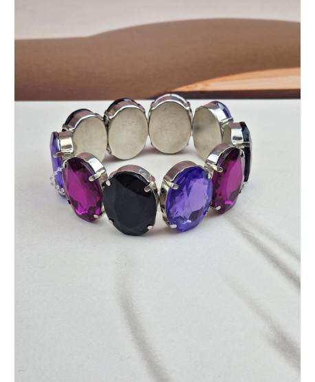 Bransoletka kryształkowa na gumce w odcieniach fioletu