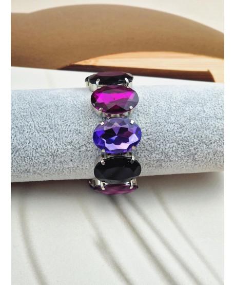 Bransoletka kryształkowa na gumce w odcieniach fioletu