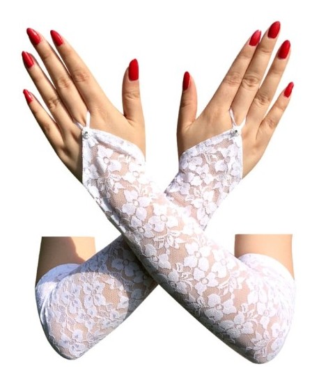 Rękawiczki koronkowe białe długie