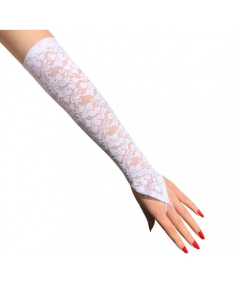 Rękawiczki koronkowe białe długie