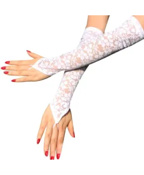 Rękawiczki koronkowe białe długie