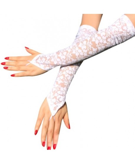 Rękawiczki koronkowe białe długie
