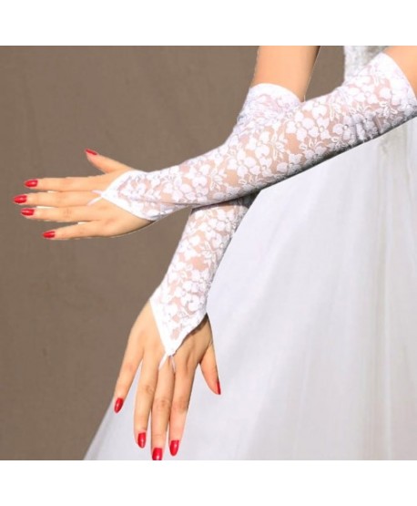 Rękawiczki koronkowe białe długie