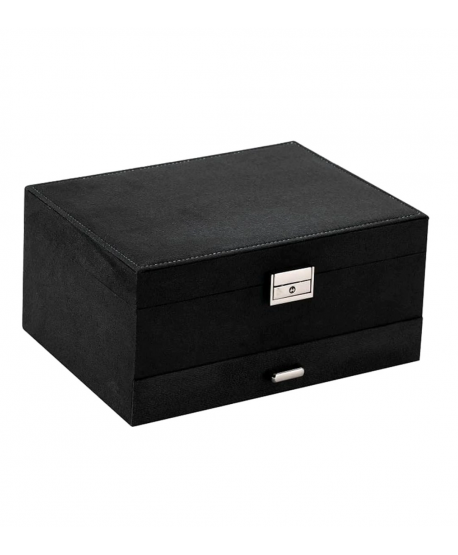 Szkatułka na biżuterię duża zamszowa czarna
