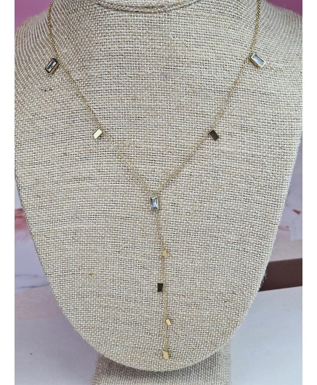 Naszyjnik krawatka stal złoty z delikatnymi cyrkoniami