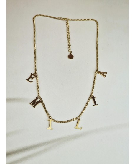 Naszyjnik z imieniem stal literki Emilia