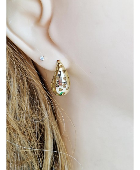 Kolczyki stal kolekcja Złota Ażurowa Kropla