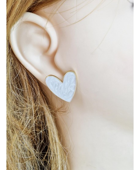 Kolczyki stal serca z dodatkiem emalii