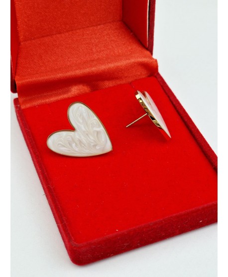 Kolczyki stal serca z dodatkiem emalii