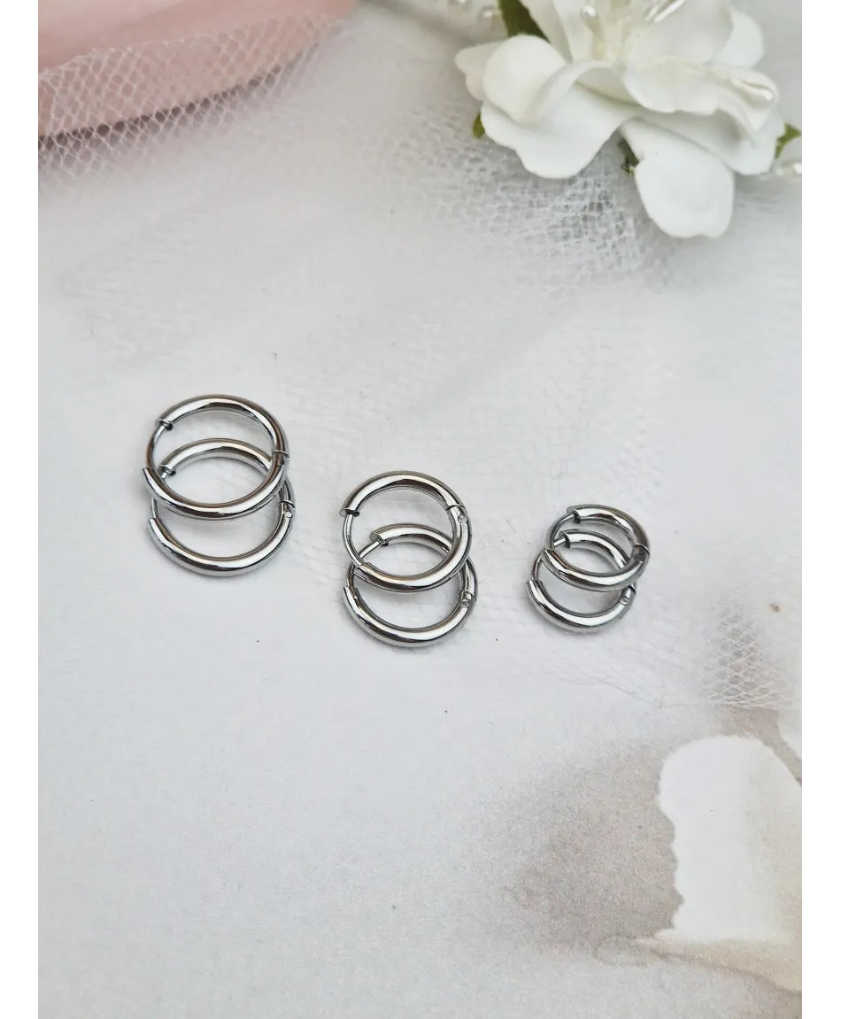 Kolczyki stal kółeczka srebrne