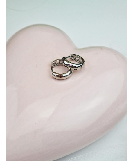 Kolczyki stal kółeczka srebrne z kolorowymi cyrkoniami