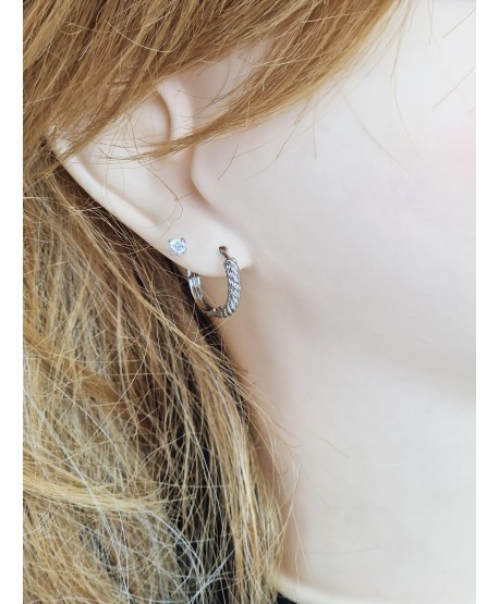 Kolczyki stal kółeczka srebrne z delikatnym wzorem