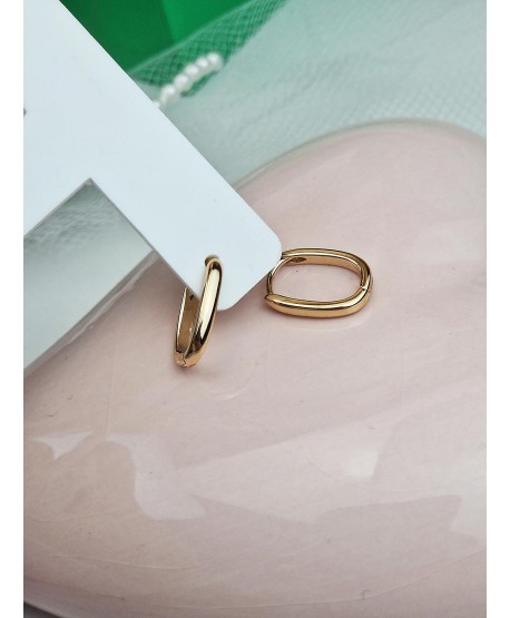 Kolczyki stal złote podłużne kółeczka