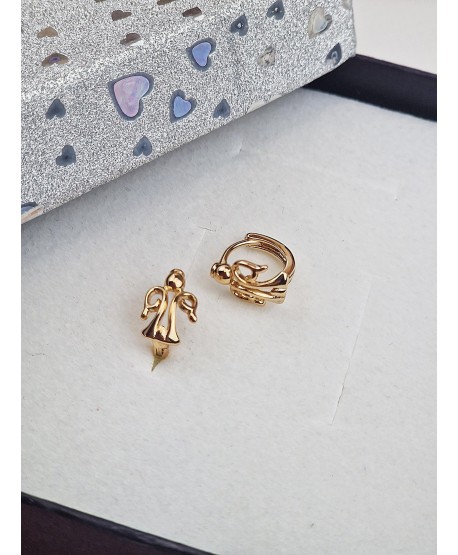 Kolczyki stal złote kółeczka z aniołkiem