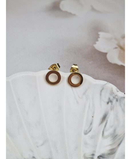 Kolczyki stal złote kółeczka z pustym środkiem