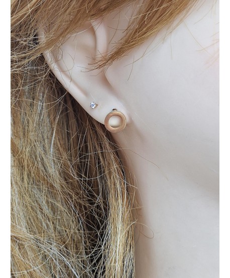 Kolczyki stal złote kółeczka z pustym środkiem