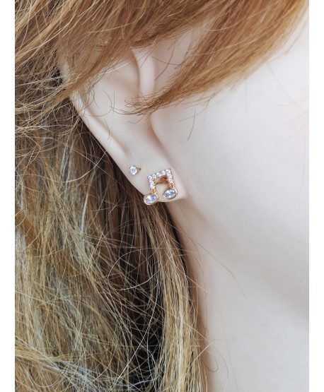 Kolczyki stal złote błyszczące nutki