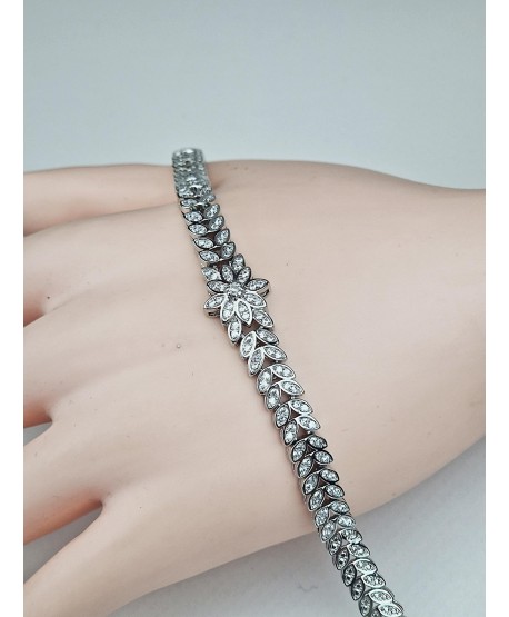 Bransoletka stal srebrna z kwiatem