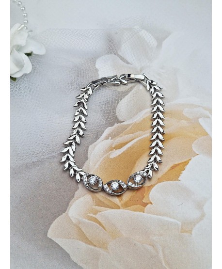 Bransoletka stal srebrna z pawimi oczkami