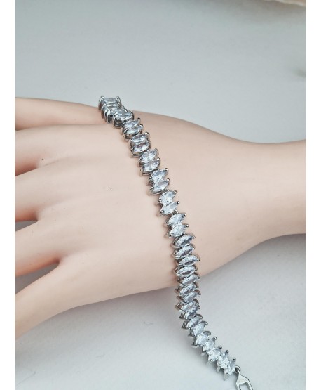 Bransoletka stal srebrna klasyczna z łezkami