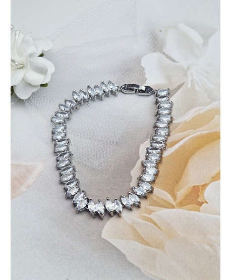 Bransoletka stal srebrna klasyczna z łezkami