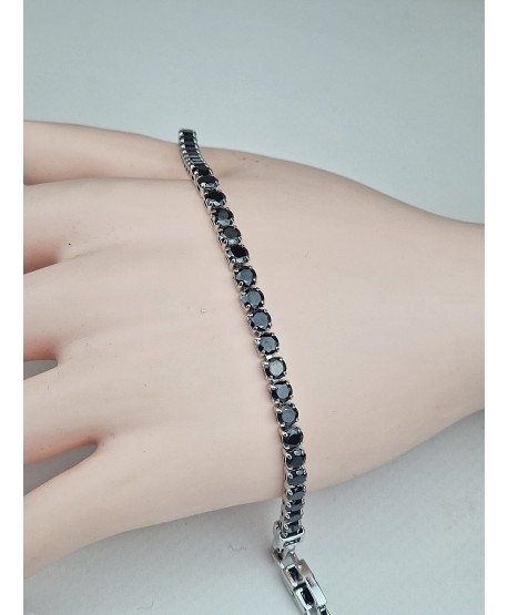 Bransoletka stal z czarnymi cyrkoniami