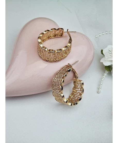 Kolczyki stal poszerzane koła ze wzorem