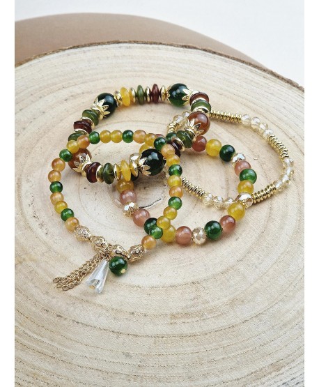 Zestaw bransoletek koraliki z jesiennymi odcieniami