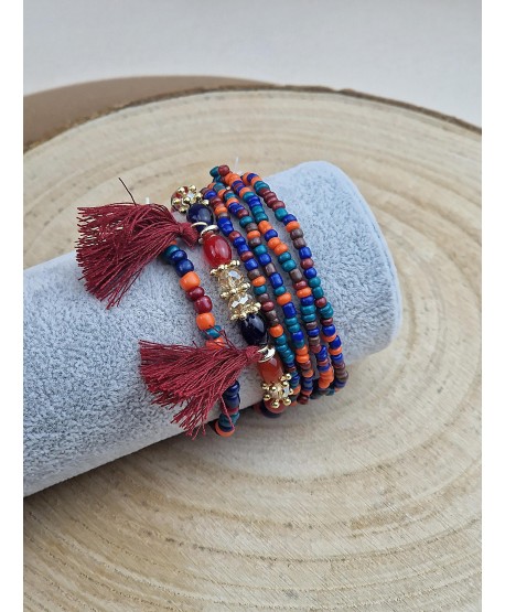 Zestawy bransoletek drobne koraliki z frędzelkami