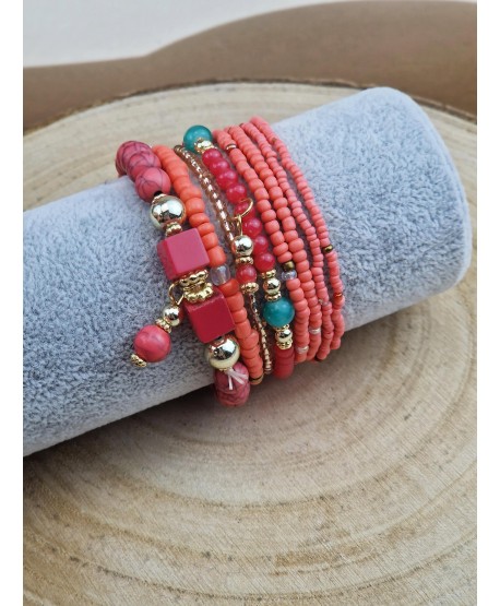 Zestawy bransoletek pastelowe drobne koraliki z kosteczkami