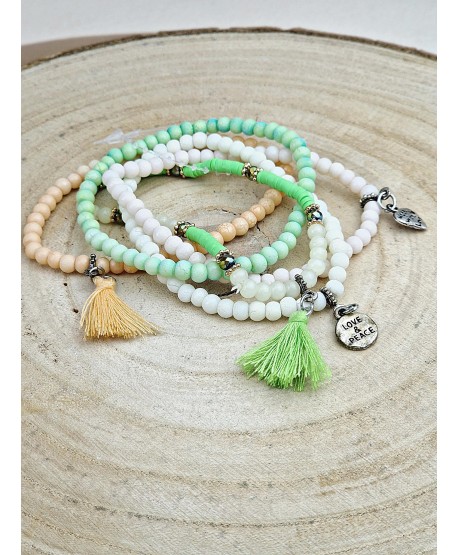 Zestaw bransoletek wiosenne koraliki z dowieszkami