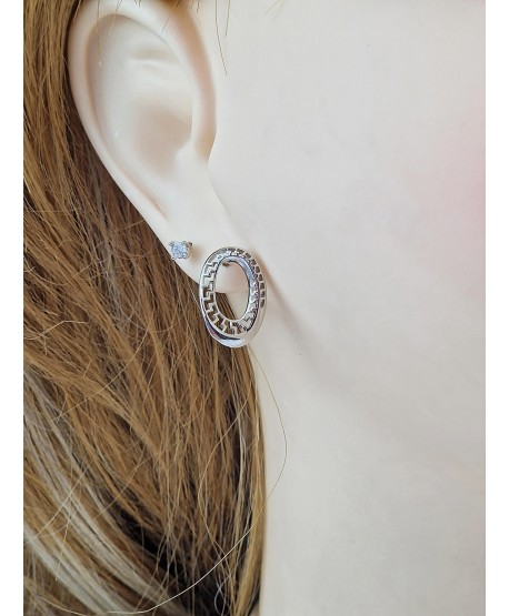 Kolczyki stal srebrne owale z ażurkiem