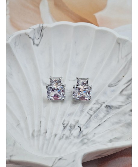 Kolczyki stal srebrne duże cyrkonie