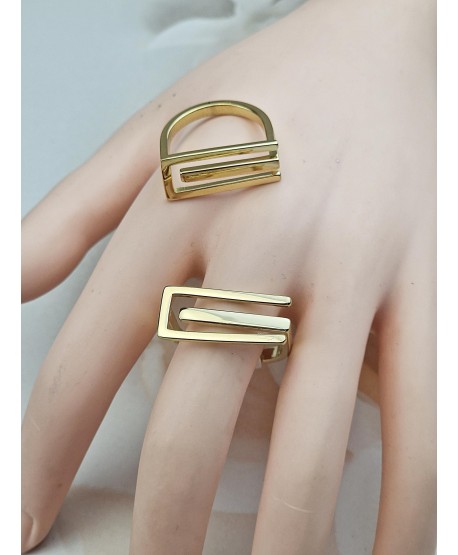 Pierścionek stal złoty gładki wzór