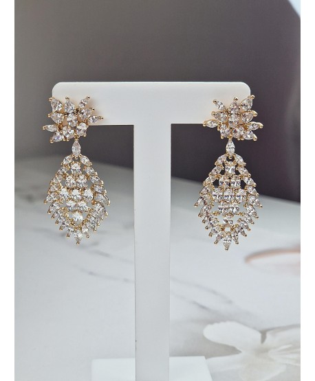 Kolczyki stal wieczorowe cyrkoniowe łezki