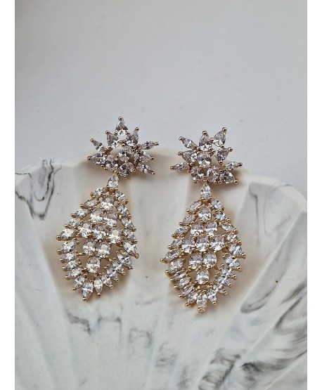 Kolczyki stal wieczorowe cyrkoniowe łezki