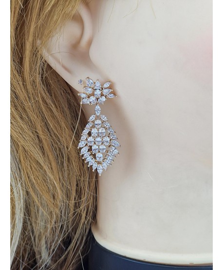 Kolczyki stal wieczorowe cyrkoniowe łezki