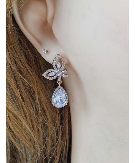 Kolczyki stal wieczorowe drobne z łezką