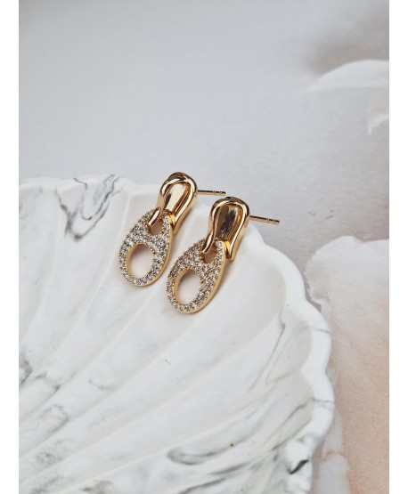 Kolczyki stal wiszące zamki z cyrkoniami