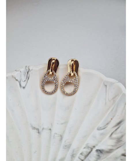 Kolczyki stal wiszące zamki z cyrkoniami