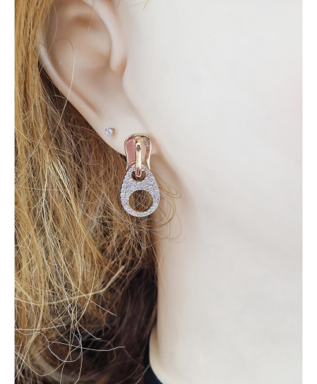 Kolczyki stal wiszące zamki z cyrkoniami