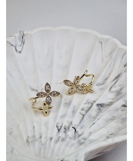 Kolczyki stal cyrkoniowe kwiatuszki z haczykiem