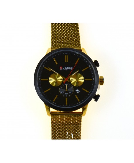 Zegarek męski na złotej taśmowej bransolecie