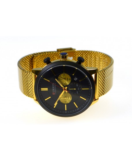 Zegarek męski na złotej taśmowej bransolecie