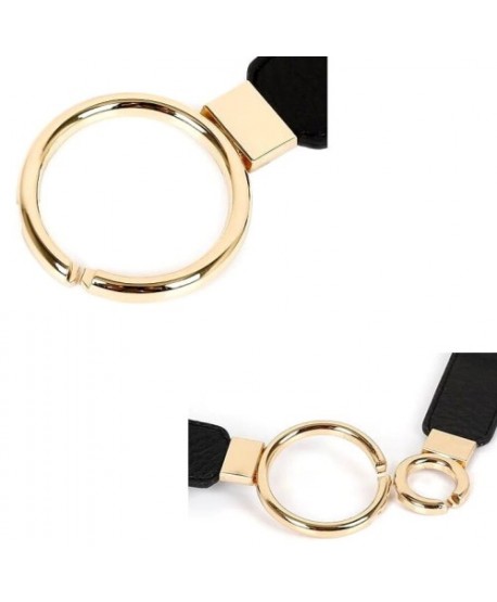 Pasek karmelowy gumowy złota klamra kółeczka