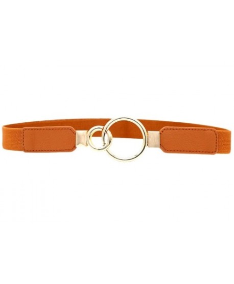 Pasek karmelowy gumowy złota klamra kółeczka