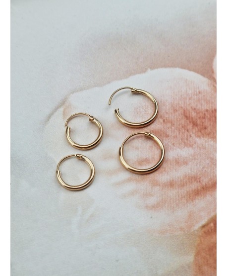 Kolczyki stal złote cieniutkie kółeczka 1 cm