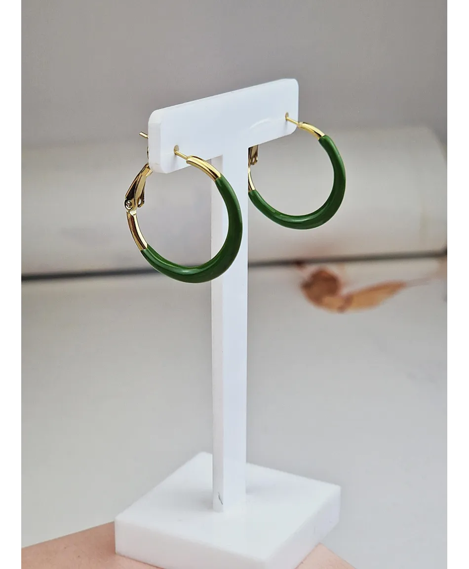 Kolczyki stal emaliowane kółeczka 2,5 cm