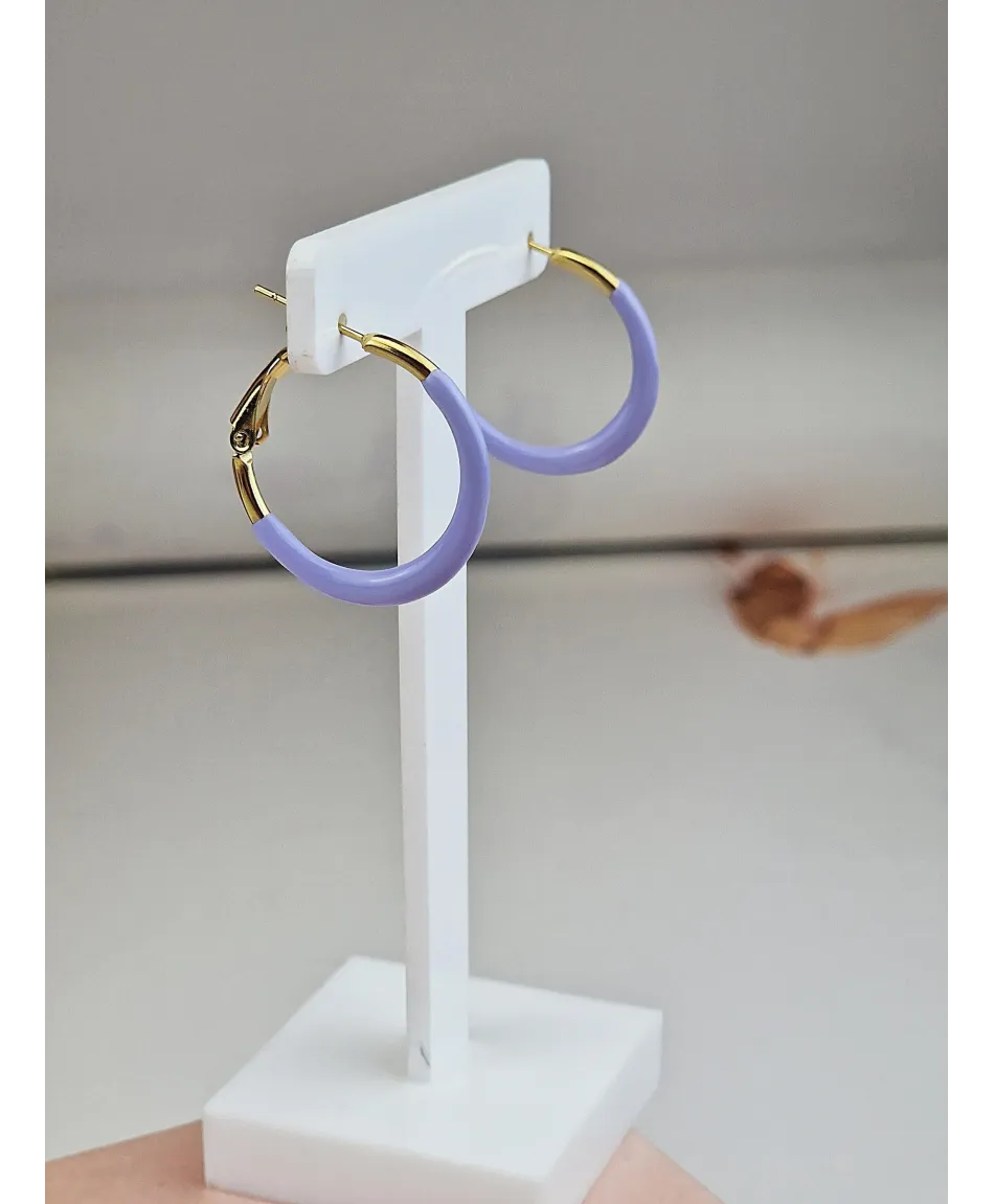 Kolczyki stal emaliowane kółeczka 2,5 cm