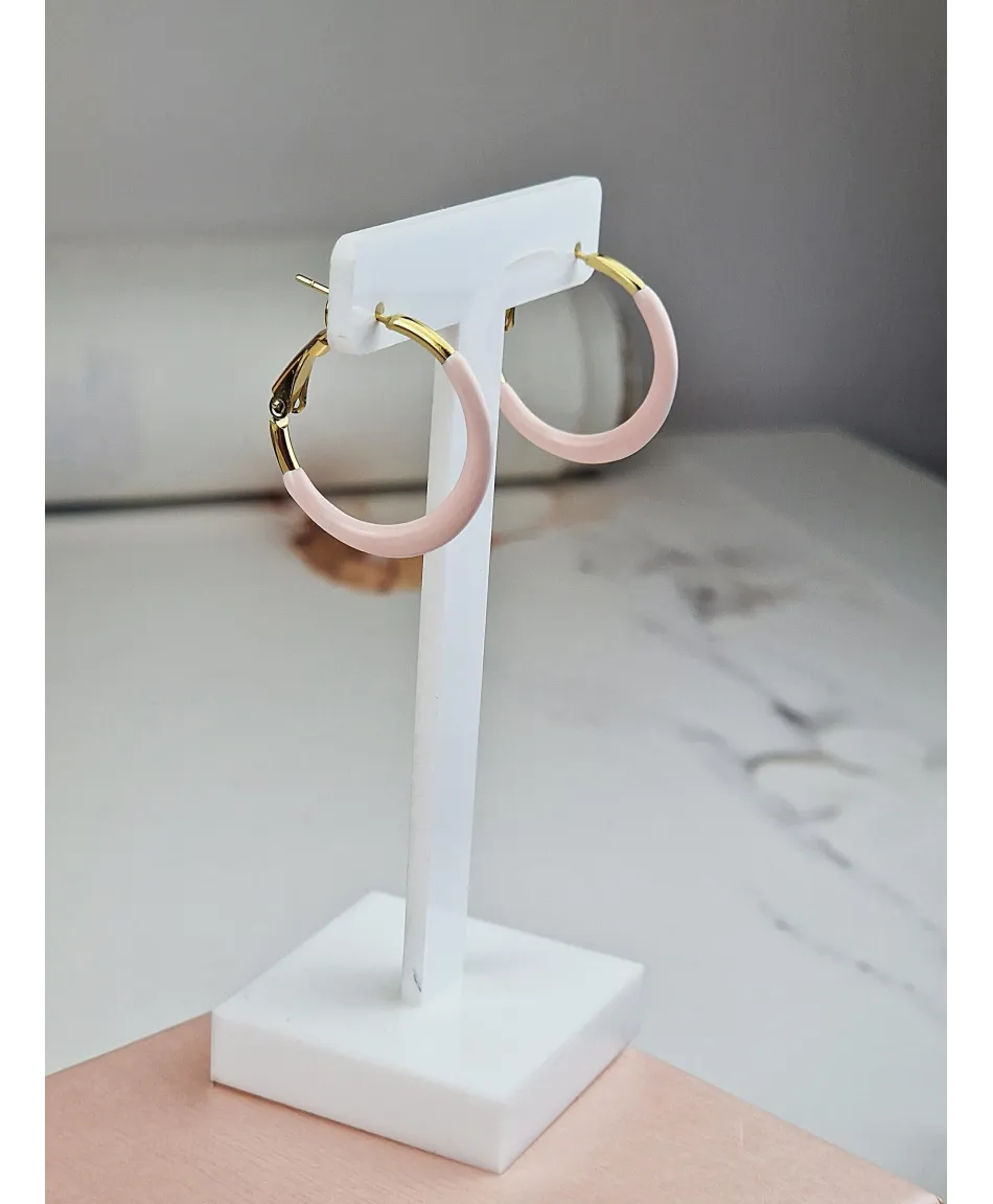 Kolczyki stal emaliowane kółeczka 2,5 cm